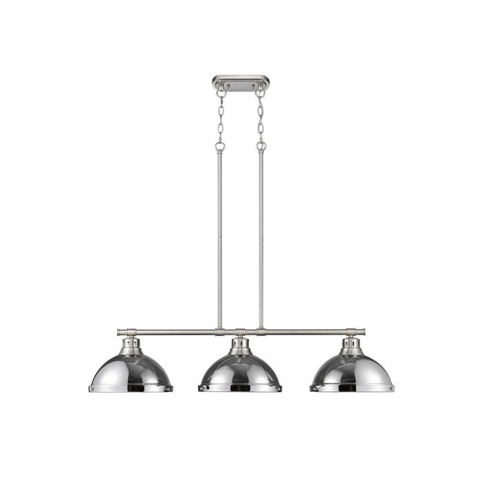 Golden Lighting Duncan 3-Light Linear Pendant, Pewter/Chrome - 3602-3LPPW-CH