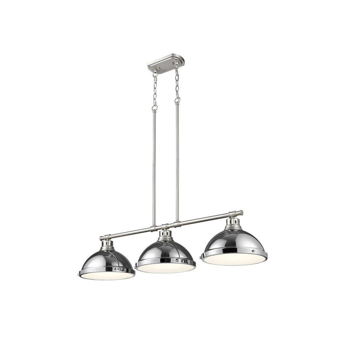 Golden Lighting Duncan 3-Light Linear Pendant, Pewter/Chrome