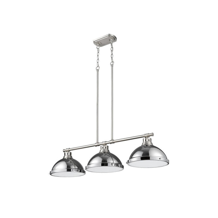 Golden Lighting Duncan 3-Light Linear Pendant, Pewter/Chrome