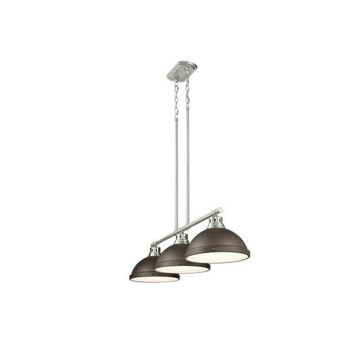 Golden Duncan 3-Light Linear Pendant, Pewter/Rubbed Bronze