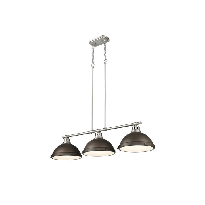 Golden Duncan 3-Light Linear Pendant, Pewter/Rubbed Bronze