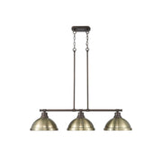 Golden Duncan 3-Light Linear Pendant, Rubbed Bronze/Aged Brass - 3602-3LPRBZ-AB