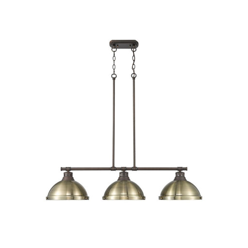 Golden Duncan 3-Light Linear Pendant, Rubbed Bronze/Aged Brass - 3602-3LPRBZ-AB