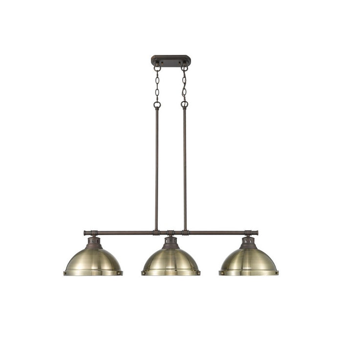 Golden Duncan 3-Light Linear Pendant, Rubbed Bronze/Aged Brass - 3602-3LPRBZ-AB