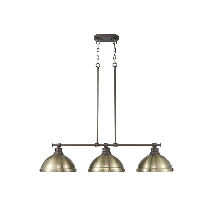 Golden Duncan 3-Light Linear Pendant, Rubbed Bronze/Aged Brass - 3602-3LPRBZ-AB