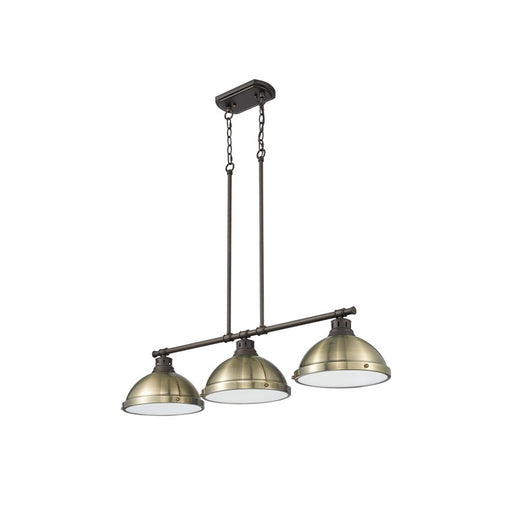 Golden Duncan 3-Light Linear Pendant, Rubbed Bronze/Aged Brass