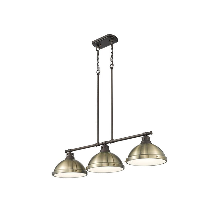Golden Duncan 3-Light Linear Pendant, Rubbed Bronze/Aged Brass