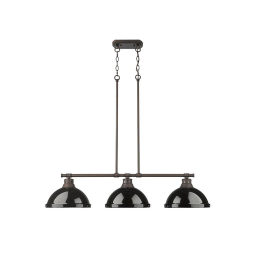 Golden Duncan 3-Light Linear Pendant, Rubbed Bronze/Black - 3602-3LPRBZ-BK