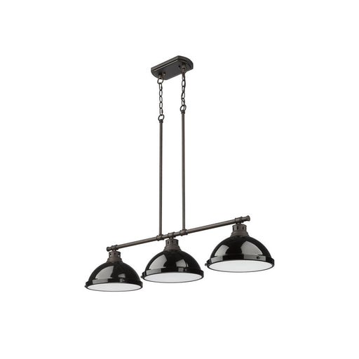 Golden Duncan 3-Light Linear Pendant, Rubbed Bronze/Black