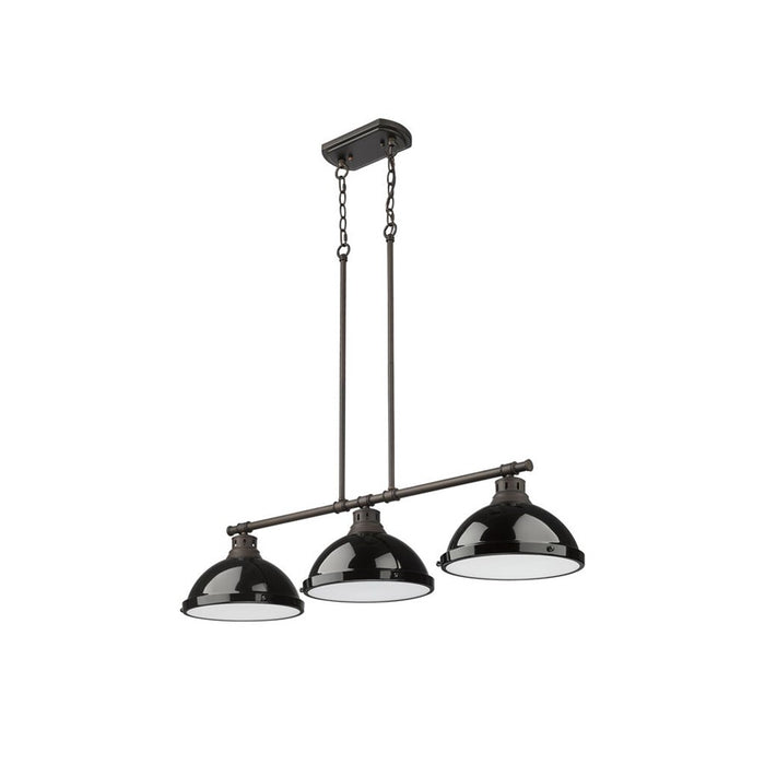 Golden Duncan 3-Light Linear Pendant, Rubbed Bronze/Black