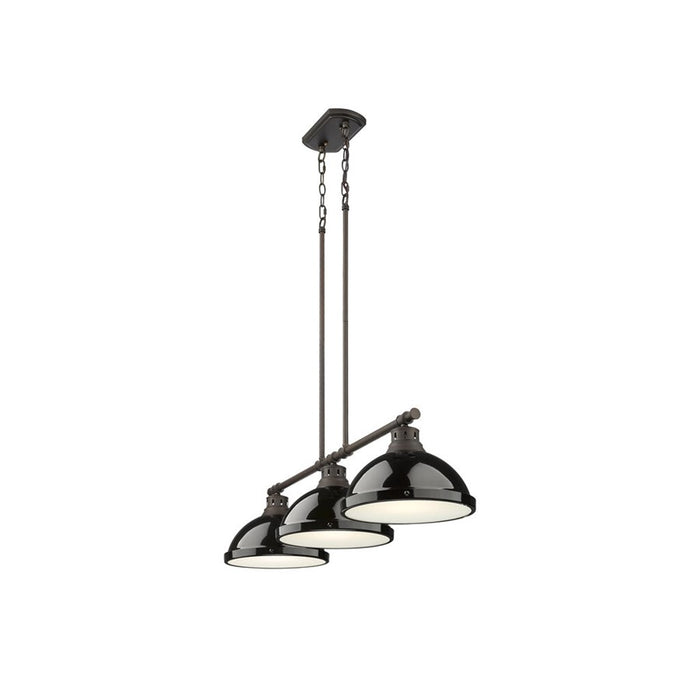 Golden Duncan 3-Light Linear Pendant, Rubbed Bronze/Black