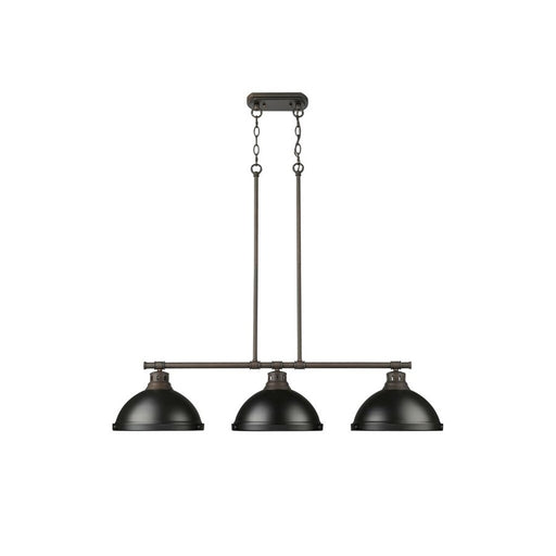 Golden Duncan 3-Lt Linear Pendant, Rubbed Bronze/Matte Black - 3602-3LPRBZ-BLK
