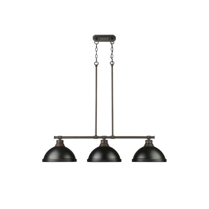 Golden Duncan 3-Lt Linear Pendant, Rubbed Bronze/Matte Black - 3602-3LPRBZ-BLK