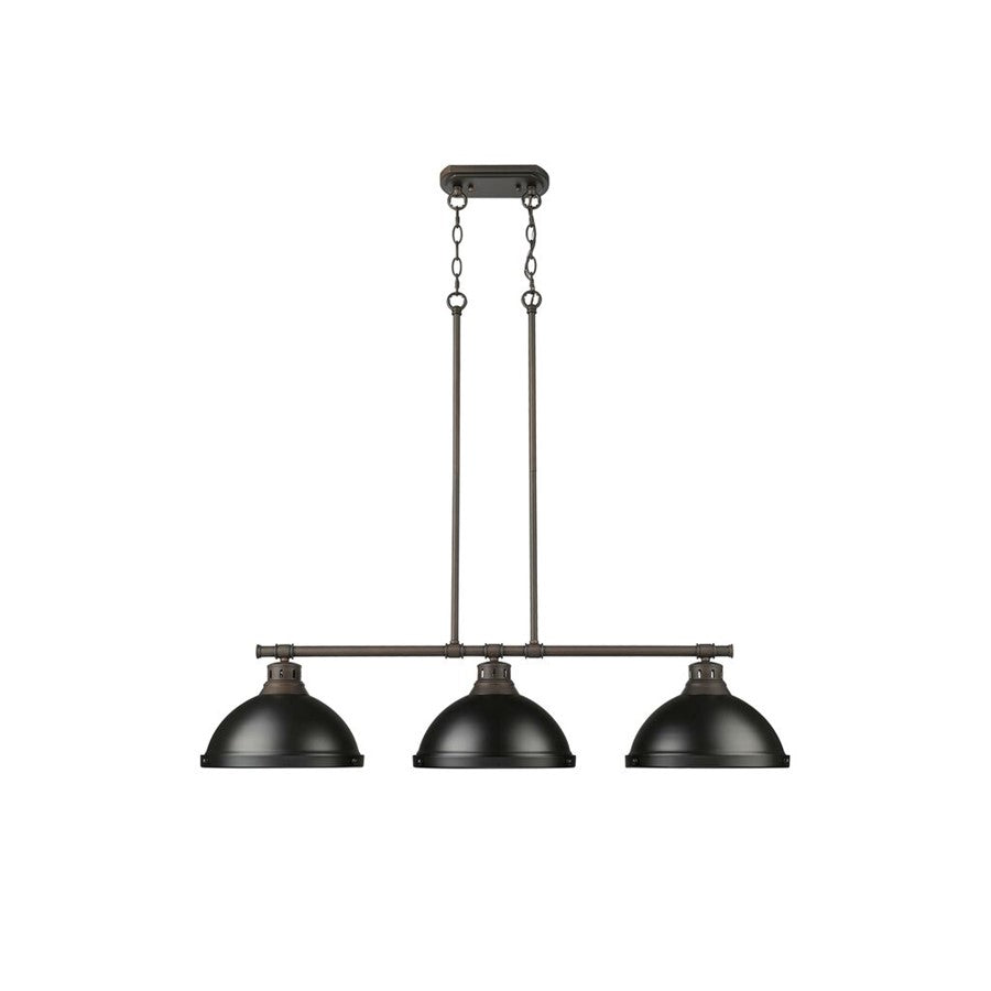 Golden Duncan 3-Lt Linear Pendant, Rubbed Bronze/Matte Black - 3602-3LPRBZ-BLK