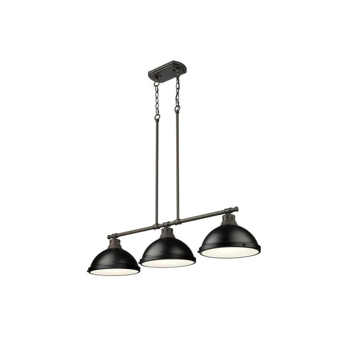 Golden Duncan 3-Lt Linear Pendant, Rubbed Bronze/Matte Black