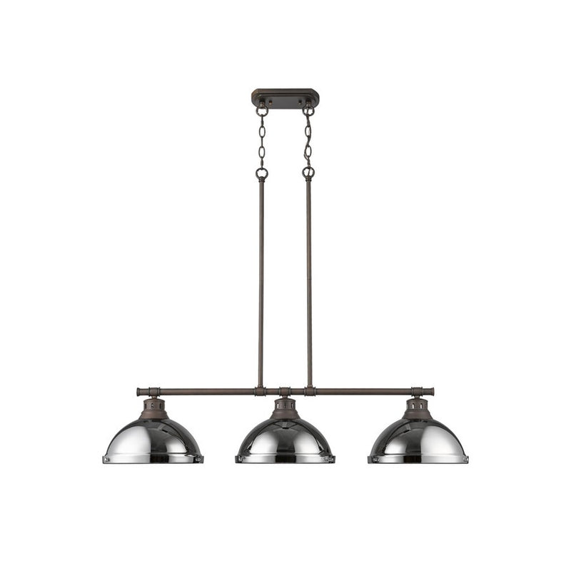 Golden Duncan 3-Light Linear Pendant, Rubbed Bronze/Chrome - 3602-3LPRBZ-CH