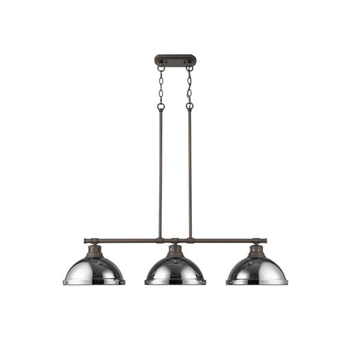 Golden Duncan 3-Light Linear Pendant, Rubbed Bronze/Chrome - 3602-3LPRBZ-CH