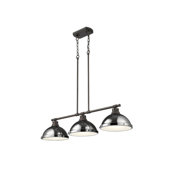 Golden Duncan 3-Light Linear Pendant, Rubbed Bronze/Chrome