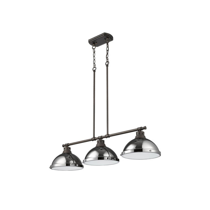 Golden Duncan 3-Light Linear Pendant, Rubbed Bronze/Chrome