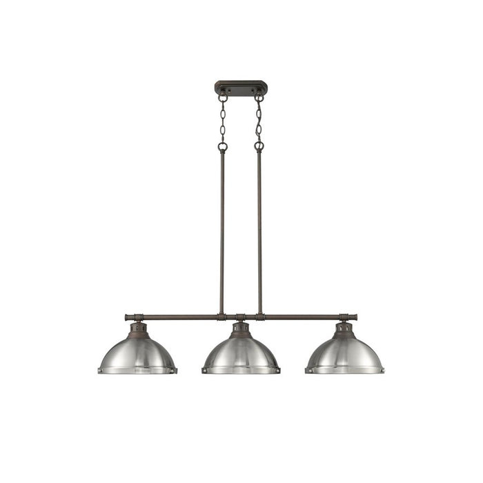 Golden Duncan 3-Light Linear Pendant, Rubbed Bronze/Pewter - 3602-3LPRBZ-PW