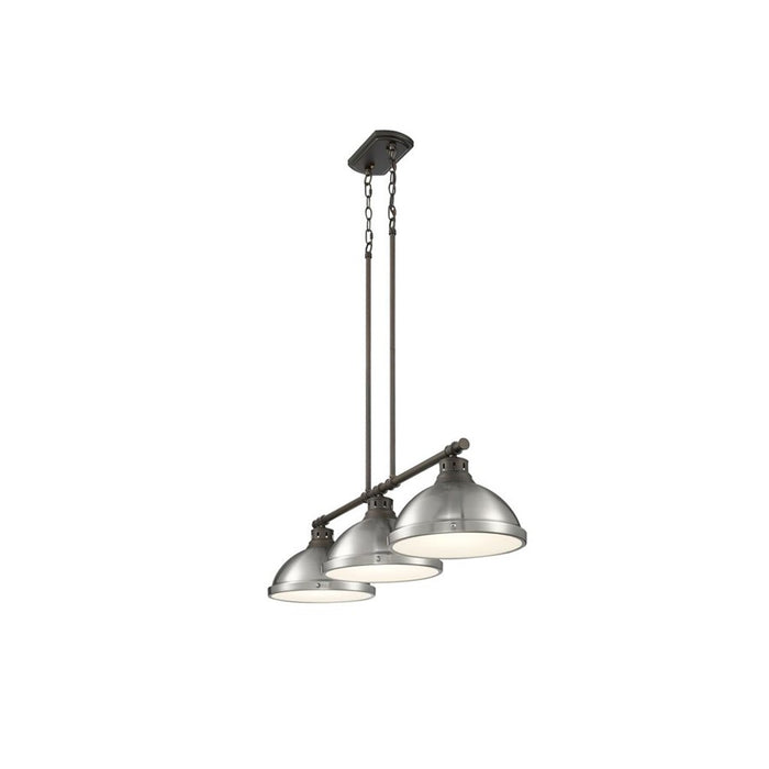 Golden Duncan 3-Light Linear Pendant, Rubbed Bronze/Pewter