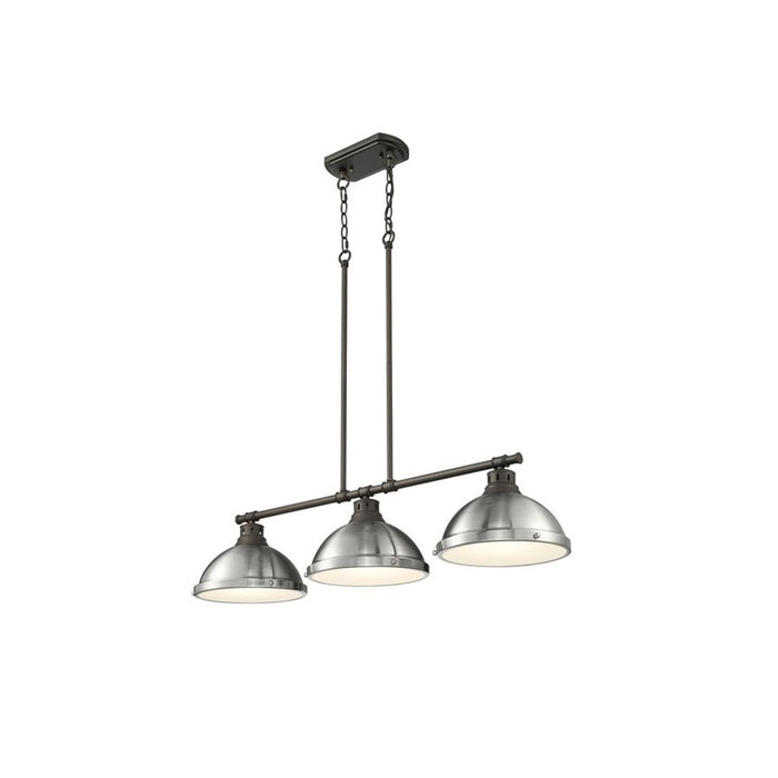 Golden Duncan 3-Light Linear Pendant, Rubbed Bronze/Pewter