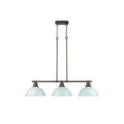 Golden Duncan 3-Light Linear Pendant, Rubbed Bronze/Seafoam - 3602-3LPRBZ-SF