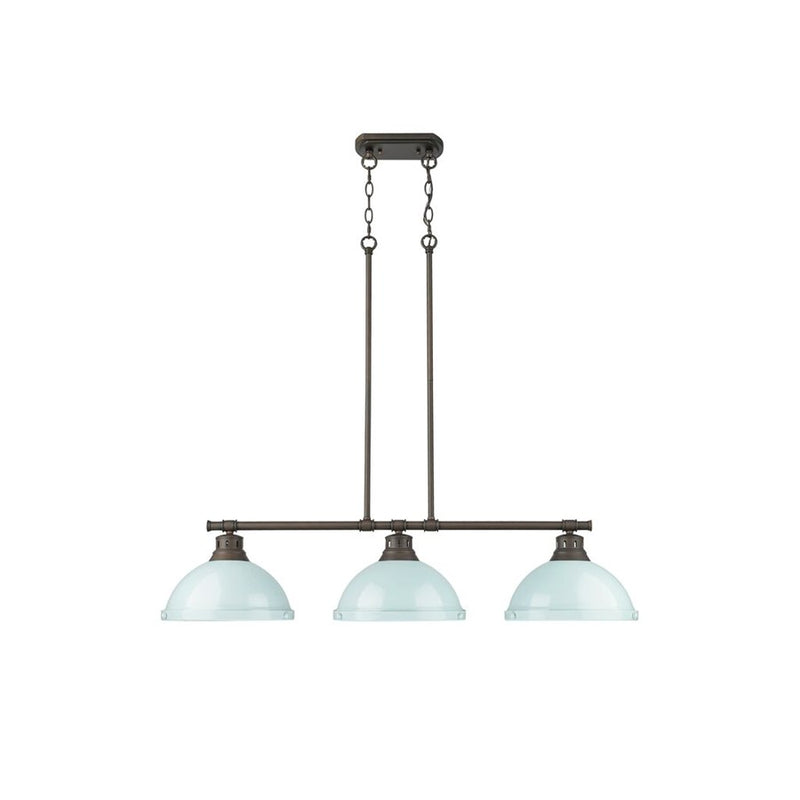 Golden Duncan 3-Light Linear Pendant, Rubbed Bronze/Seafoam - 3602-3LPRBZ-SF