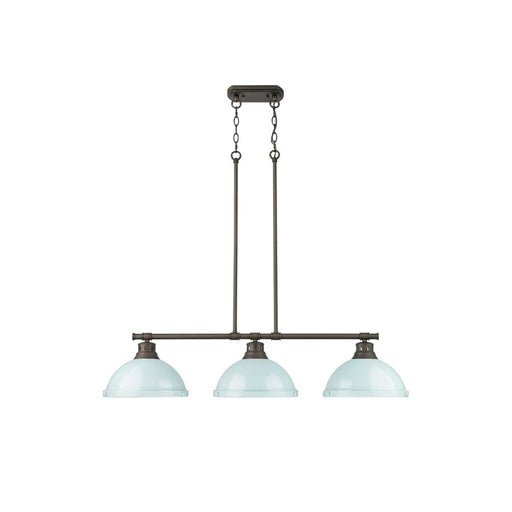 Golden Duncan 3-Light Linear Pendant, Rubbed Bronze/Seafoam - 3602-3LPRBZ-SF