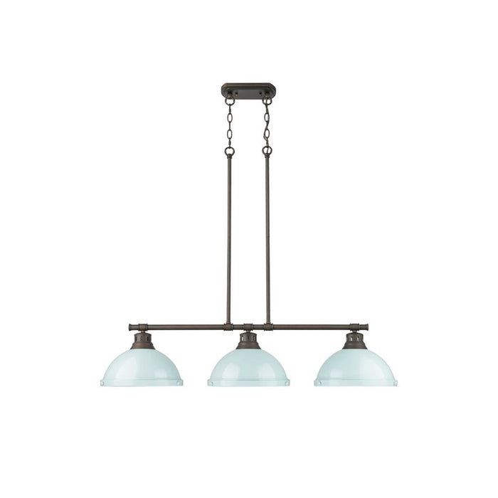Golden Duncan 3-Light Linear Pendant, Rubbed Bronze/Seafoam - 3602-3LPRBZ-SF
