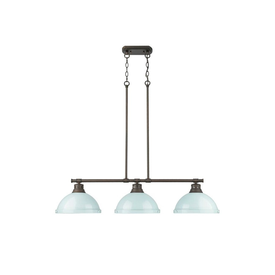 Golden Duncan 3-Light Linear Pendant, Rubbed Bronze/Seafoam - 3602-3LPRBZ-SF