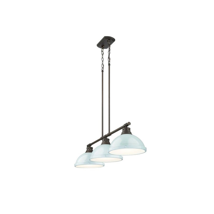 Golden Duncan 3-Light Linear Pendant, Rubbed Bronze/Seafoam