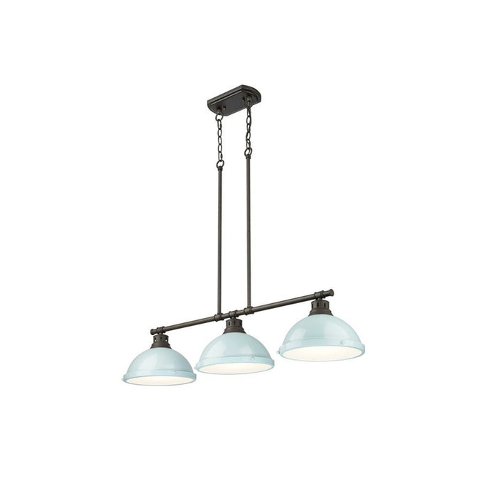 Golden Duncan 3-Light Linear Pendant, Rubbed Bronze/Seafoam