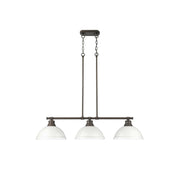 Golden Duncan 3-Light Linear Pendant, Rubbed Bronze/White - 3602-3LPRBZ-WH