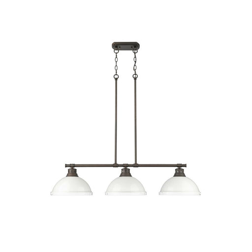 Golden Duncan 3-Light Linear Pendant, Rubbed Bronze/White - 3602-3LPRBZ-WH