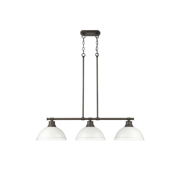 Golden Duncan 3-Light Linear Pendant, Rubbed Bronze/White - 3602-3LPRBZ-WH