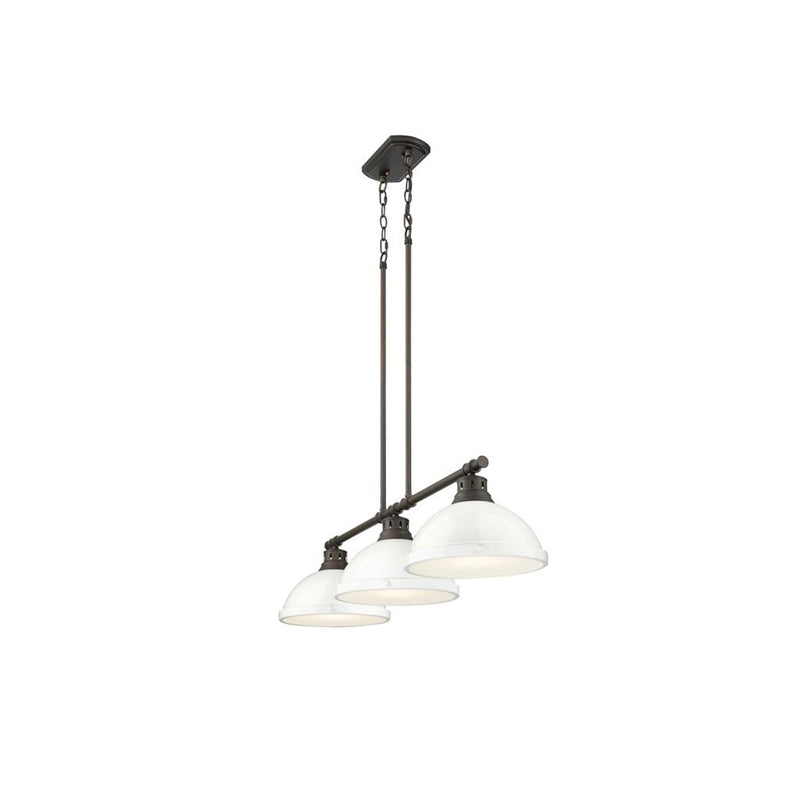Golden Duncan 3-Light Linear Pendant, Rubbed Bronze/White