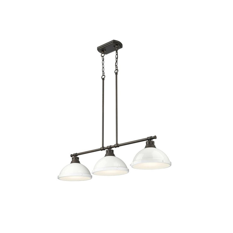 Golden Duncan 3-Light Linear Pendant, Rubbed Bronze/White