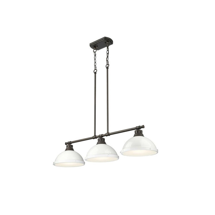 Golden Duncan 3-Light Linear Pendant, Rubbed Bronze/White