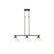 Golden Duncan 3-Lt Linear Pendant, Rubbed Bronze/Matte White - 3602-3LPRBZ-WHT