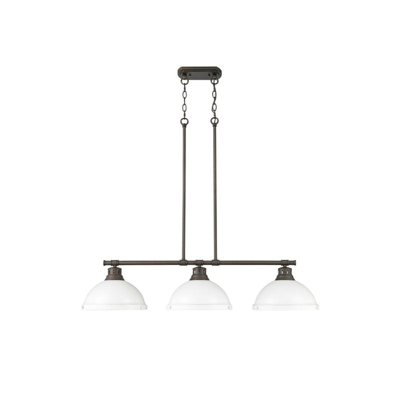 Golden Duncan 3-Lt Linear Pendant, Rubbed Bronze/Matte White - 3602-3LPRBZ-WHT
