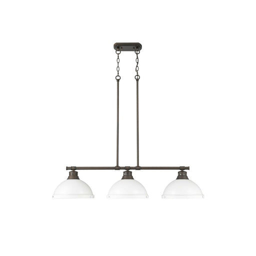 Golden Duncan 3-Lt Linear Pendant, Rubbed Bronze/Matte White - 3602-3LPRBZ-WHT