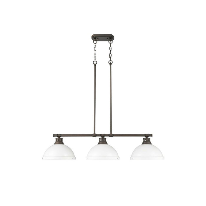 Golden Duncan 3-Lt Linear Pendant, Rubbed Bronze/Matte White - 3602-3LPRBZ-WHT