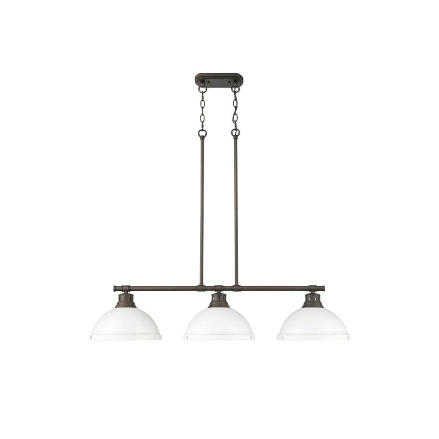 Golden Duncan 3-Lt Linear Pendant, Rubbed Bronze/Matte White - 3602-3LPRBZ-WHT