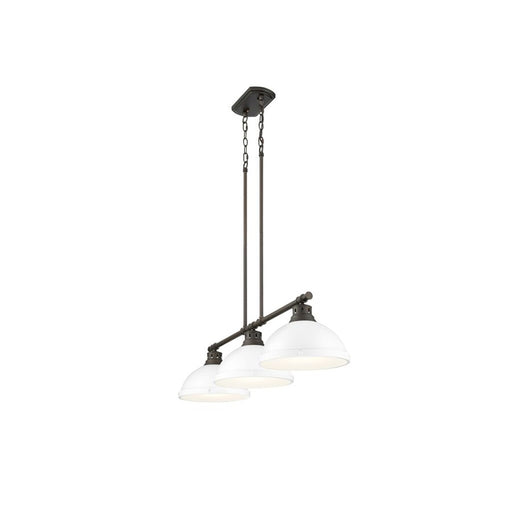 Golden Duncan 3-Lt Linear Pendant, Rubbed Bronze/Matte White