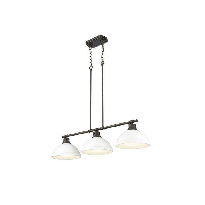 Golden Duncan 3-Lt Linear Pendant, Rubbed Bronze/Matte White