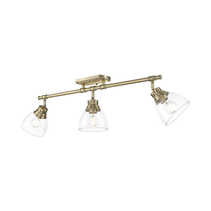 Golden Lighting Duncan 35in 3-Light Semi-Flush Mount | Farmhouse Aged Brass and Clear Glass | Entryway & Kitchen | Model 3602-3SF AB-CLR