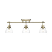Golden Lighting Duncan 35in 3-Light Semi-Flush Mount | Farmhouse Aged Brass and Clear Glass | Entryway & Kitchen | Model 3602-3SF AB-CLR