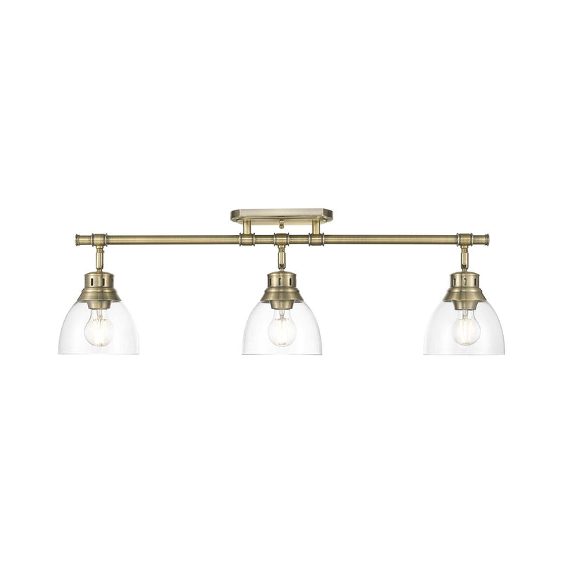 Golden Lighting Duncan 35in 3-Light Semi-Flush Mount | Farmhouse Aged Brass and Clear Glass | Entryway & Kitchen | Model 3602-3SF AB-CLR