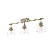 Golden Lighting Duncan 35in 3-Light Semi-Flush Mount | Farmhouse Aged Brass and Clear Glass | Entryway & Kitchen | Model 3602-3SF AB-CLR